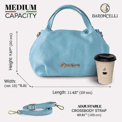 Madison Crossbody | Light Blue Embossed Woven Italian Leather