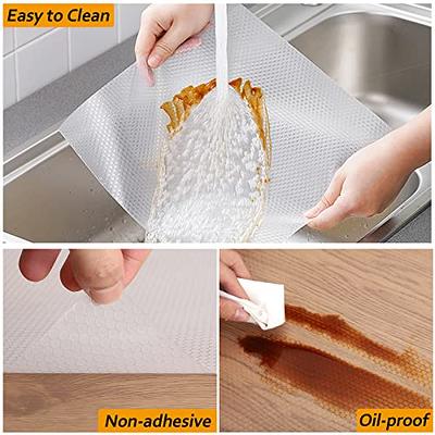 Kitchen Shelf Liner Non-Slip Cabinet Liner 12 in x 20 FT Washable  Refrigerator Liners Oil-Proof Drawer Liners for Kitchen Dining Transparent