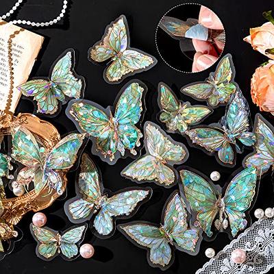 3D Butterfly Stickers Ice Crystals Holographic Shiny Transparent Resin  Waterproof Stickers, Sparkly Decals Decorations for Water Bottles  Scrapbooking