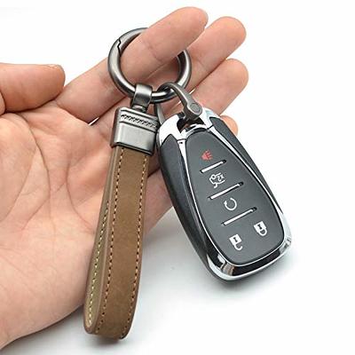  QBUC Genuine Leather Car Keychain,Universal Heavy Duty Metal  Key Chain Accessories,Car Fob Key Keychain Holder with 360 Degree Rotatable  Snap Swivel and Anti-Lost D-Ring for Men Women(White) : Automotive