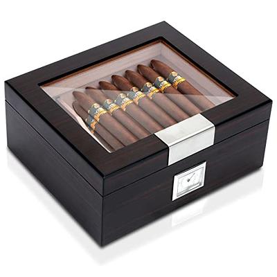 Mantello Cigars Humidor, caja de puros, humidores de cigarros, caja de  humidor de cigarros para 25-50 puros con higrómetro digital y divisor -  Tapa de