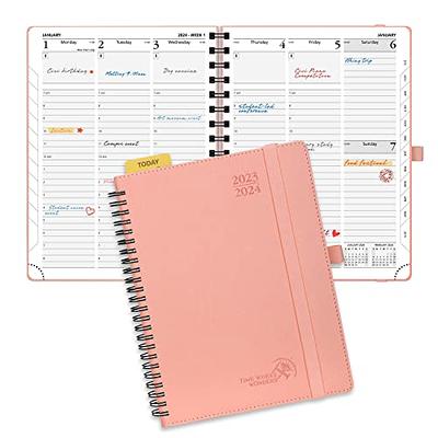 POPRUN Daily Planner 2023-2024 One Page per Day with Vegan Leather  Hardcover - Agenda July 2023- June 2024 Hourly Appointment Book with  Monthly Tabs, Inner Pocket, 5.5 x 8.5 - Pink - Yahoo Shopping