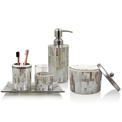 LushAccents Bathroom Accessories Set, 4-Piece Decorative Glass Bathroo –  lushaccents