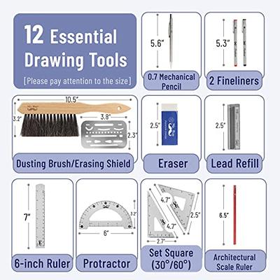 Mr. Pen Dusting Brush, Drafting Brush, Eraser Shield and Eraser 