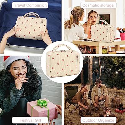 Makeup Bag for Women Girls Cute Corduroy Travel Cosmetic Tote Large Make Up  Organizer Toiletry Bags Zipper Pouch Purse - Yahoo Shopping