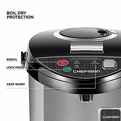 Chefman Electric Hot Water Pot Urn w/Auto & Manual Dispense Buttons,  5.3L/5.6 Qt/30+ Cups & Compact Glasstop Warming Tray, Black - Yahoo Shopping