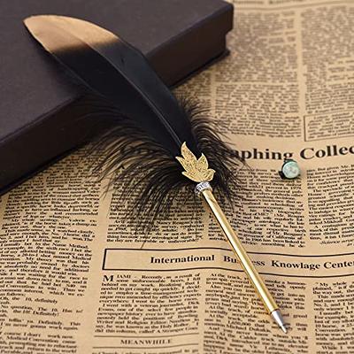 JIAHG Vintage Feather Dip Pen Antique Calligraphy Pen Handmade Quill  Feather Pen Set Writing Quill Ink Dip Pen with 5 Replacement Nibs for  Birthday Wedding Anniversary Halloween Thanksgiving - Yahoo Shopping