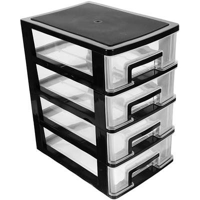 Rempry Mini Plastic Drawers Organizer, 7.1x5.1x13.2 Small Storage Drawers Containers with 7 Clear Drawer Units, Black