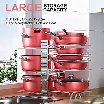 MUDEELA 8-Tier Adjustable Heavy Duty Pan Organizer Rack