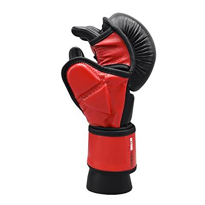 RDX MMA Gloves Sparring Grappling, Hybrid Open Palm Martial Arts Mitts Men  Women, Maya Hide Leather Wrist Support, Cage Fighting Combat Sports, Muay