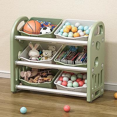 Costway Kids Toy Storage Organizer W/bins & Multi-layer Shelf For Bedroom  Playroom Green\blue : Target