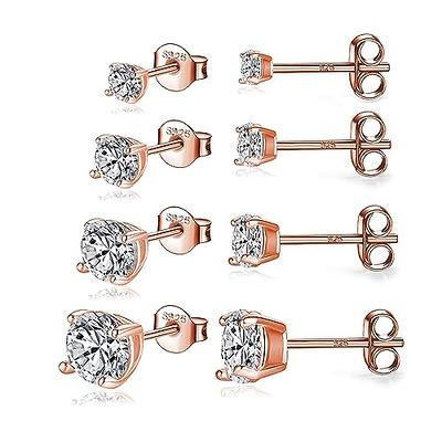 Stunning Flame 18K White Gold Plated Halo Cluster Cubic Zirconia Earrings/Sterling Silver Stud Earrings for Women,Mom and Girls