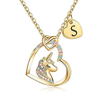 STORUP Unicorns Gifts for Girls Necklaces - Unicorn Necklace for Girls Teen  Girls Gifts S Initial Unicorn