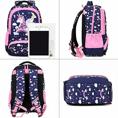  JSMNIAI Unicorn Backpack for Girls Backpacks for Elementary  Student Kids School Backpack with Lunch Box Pencil case 3 in 1 Bookbag for  Girls