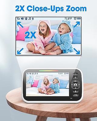 Blemil Baby Monitor,5 Large Split-Screen Video Baby Monitor with 2 Cameras  and Audio, Remote Pan/Tilt/Zoom, Two-Way Talk, Room Temperature Monitor