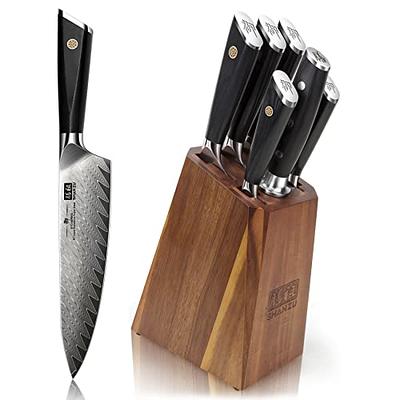 Damascus Kitchen Knife Set, SHAN ZU 7-Piece Professional Knife Sets for  Chefs, Japanese AUS-10V Super Steel With G10 Handle Knife Block Set, GYO  Series - Yahoo Shopping