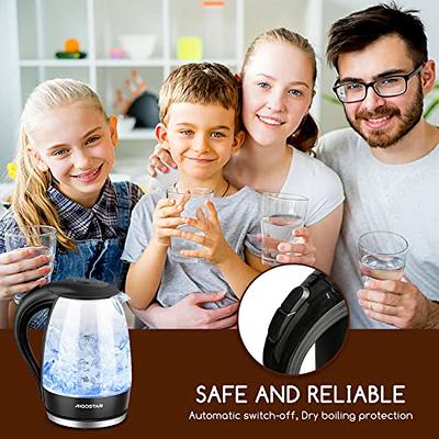  Aigostar Electric Kettle, 1.7 Liter Electric Tea Kettle with  LED Illuminated and High Borosilicate Glass, Hot Water Kettle with Filter,  BPA Free, Auto Shutoff, Boil-Dry Protection, Cordless, 360° Base: Home 