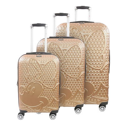 Ful Disney Textured Mickey Mouse Hard Sided 3 Piece Luggage Set, Silver