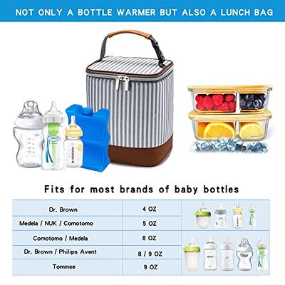 BABEYER Breastmilk Cooler Bag with Ice Pack Fits 4 Baby Bottles Up to 9  Ounce, Baby Bottle Cooler Bag Suitable for Nursing Mom Daycare, Black