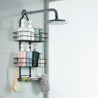 Dracelo Brown 4-Tier Adjustable Shelves Shower Caddy Corner for Bathroom, Bathtub Storage Organizer for Shampoo Accessories