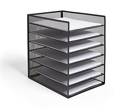 1InTheOffice Desk Trays Stackable Letter Tray, Matte Black Wire Mesh  Front-Load Paper Tray Organizer, (2 Pack)