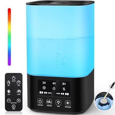 Air Humidifier 4.5L 2-in-1 Cool & Warm Mist Humidifier, Indoor Ultrasonic Humidifier with Essential Oil Box & Remote Control for Bedrooms, Offices, PL