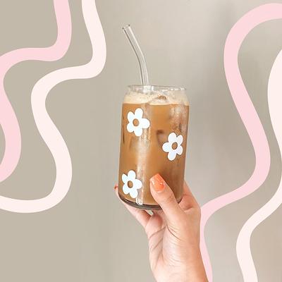 Retro Flowers Glass Cup, Iced Coffee Trendy Flowers, Bamboo Lid, Holiday  Gift Ideas, Christmas Gift, Gifts For Her - Yahoo Shopping