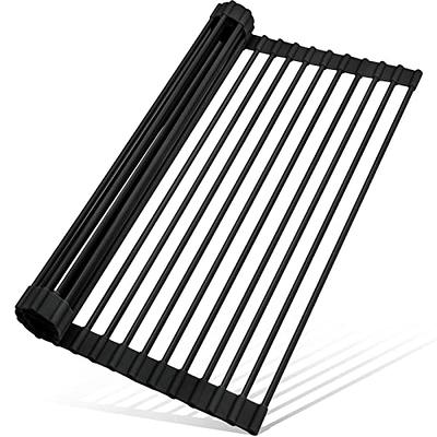 MERRYBOX Roll Up Dish Drying Rack Silicone Wrapped Over The Sink Dish  Drying Rack Multipurpose Foldable Sink Drying Mat, Heat-Resistant,  Anti-Slip & Anti-Rust Dish Rack for Kitchen, 17 x 13, Black 