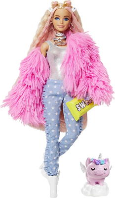 Barbie Doll in Trendy Pink Jumpsuit with Accessories and Pet Puppy (Target  Exclusive)