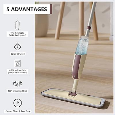 Wet Mops with 5X Washable Pads Spray Mops for Hardwood Floor Cleaning-  MEXERRIS Wood Floor Mops Dust Mops with 2X Bottles Commercial Home Use for