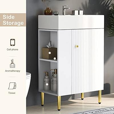 LUMISOL 21.6 Small Bathroom Vanity with Sink, Modern Bathroom Vanity Set  with Left Storage Cabinet, Solid Wood Bathroom Cabinet with Ceramic Vessel  Sink, No Back Panel - Yahoo Shopping