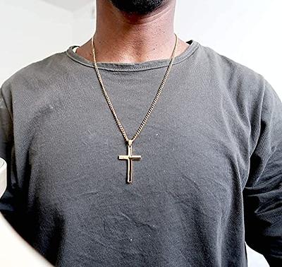 Layered Cross Necklace Chain for Men Gold Black Silver Chains Cuban Twist  Rhinestone Cross Necklaces Chains Stainless Steel Chunky Choker Link Chain