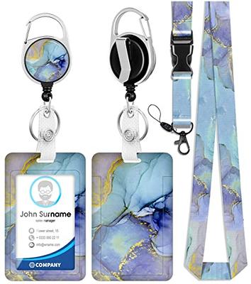 1 Set Id Badge Holder With Lanyard And Retractable Reel Clip Convenient  Flower Pattern Card Holder For Office