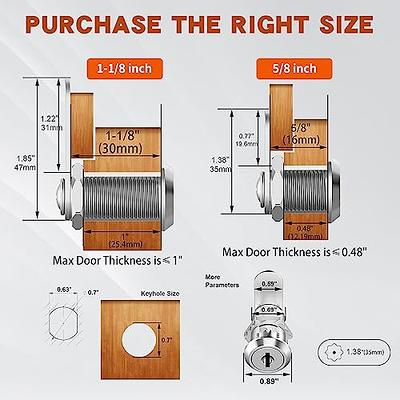 DOITOOL 5pcs Cabinet Lock with Key Dresser Cam Lock Keyed Cylinder Locks  File Cabinet Lock Cylinder Cam Lock Rv Lock Keyless Entry Drawer Locks with