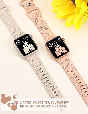 6 Packs Cartoon Engraved Bands Compatible with Apple Watch Band 40mm 38mm  44mm 45mm 49mm 42mm Women, Designer Silicone Cute Soft Strap for Apple  Watch