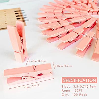 Clothes Pins Mini Clothespins Pink - 100 PCS Wooden Small Clothespins for  Pictures with Jute Twine Tiny Photo Paper Clip, Ideal for Baby Shower,  Crafts, Chip Clips, Home Office Decoration - Yahoo Shopping