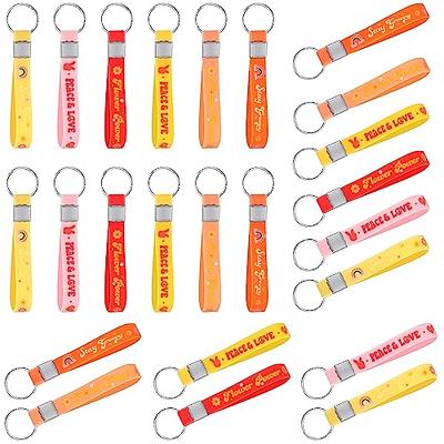 Huquary 24 Pcs Groovy Hippie Boho Keychain Silicone Key Ring with