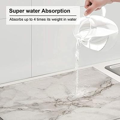 White Marble Microfiber Dish Drying Mat Foldable Kitchen Drying