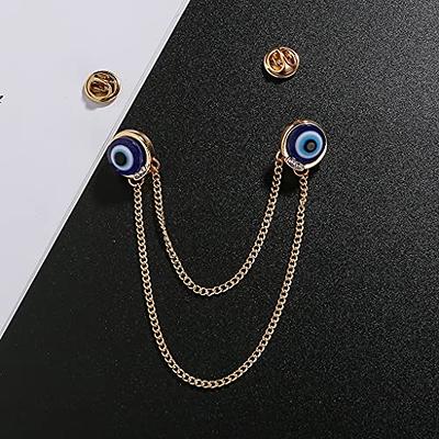 Silver Evil Eye Safety Pin Brooch Gold Plated