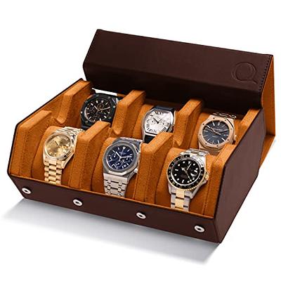 QWATCHBANDS Napa Leather Watch Case for Men - Watch Roll Storage Organizer  & Watch Display - Six Slot Luxury Watch Box for Home or Travel - Mens 6  Watch Holder Case (Brown Tan) - Yahoo Shopping