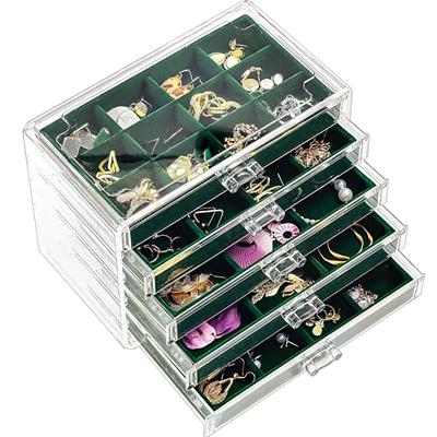 Earring Organizer Jewelry Organizer Box with 3 Drawers, Acrylic Stackable  Jewelry Holder Clear Earring Storage Case with Adjustable Velvet Trays for