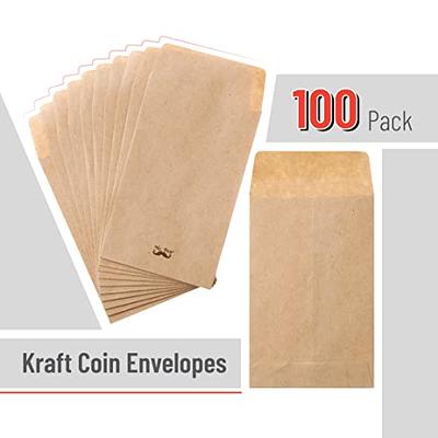 100 Pack Kraft Small Coin Envelopes Self-Adhesive Seed Envelopes Mini Parts Small Items Stamps Storage Packets Envelopes for Garden, Office or Wedding