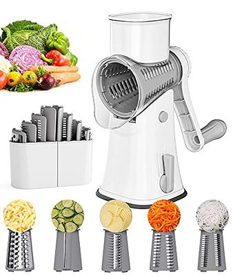 Tevokon Cheese Grater Rotary Cheese Grater 3 Multi Blade Cheese Shredder  Manual Vegetable Slicer with Non-slip Suction Base Nuts Grinder Vegatable