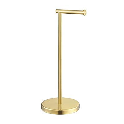 mDesign Steel Free Standing Toilet Paper Holder Stand and Dispenser - Rose Gold