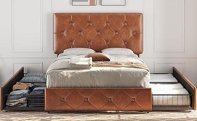 Yaheetech Full Upholstered Bed Frame with 4 Storage Drawers and Adjustable  Headboard, Faux Leather Platform Bed with Mattress Foundation, Strong Wooden  Slats Support, No Box Spring Needed, Amber Brown - Yahoo Shopping