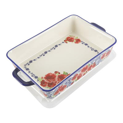 The Pioneer Woman Fancy Flourish Round Ceramic Mini Casserole Dish with Lid