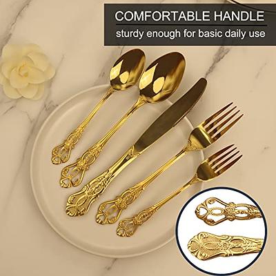 Velaze 30-Piece 18/8 Rose Gold Flatware Set Stainless Steel Eating