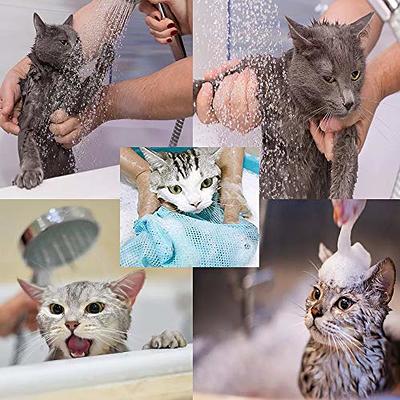  Cat Bag for Bathing Set with Cat Grooming Washing Bag  Adjustable Pet Shower Brush - Cat Bathing Mesh Bag Anti Scratch Anti Bite  Soft Durable for Cats & Dogs Restraint