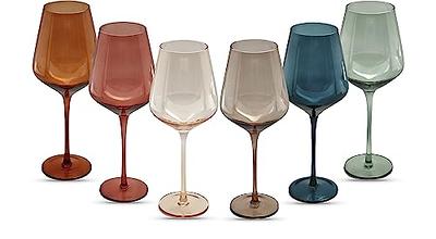 Youeon Set of 6 Colored Wine Goblets, 10 Oz Wine