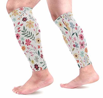 visesunny Cute Wild Flowers Calf Compression Sleeves Leg